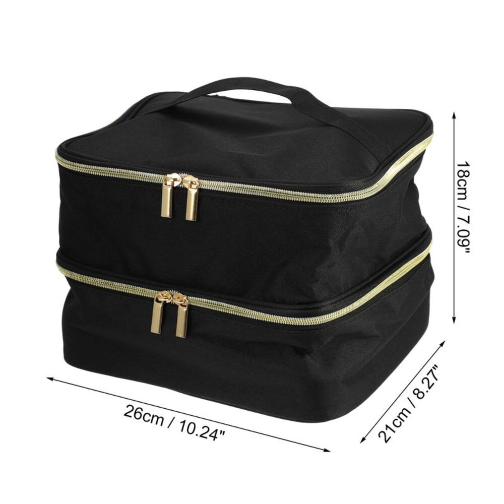1 Pcs Double Layer Nail Polish Carrying Case for Nail Polish Nylon Black - Picture 4 of 6